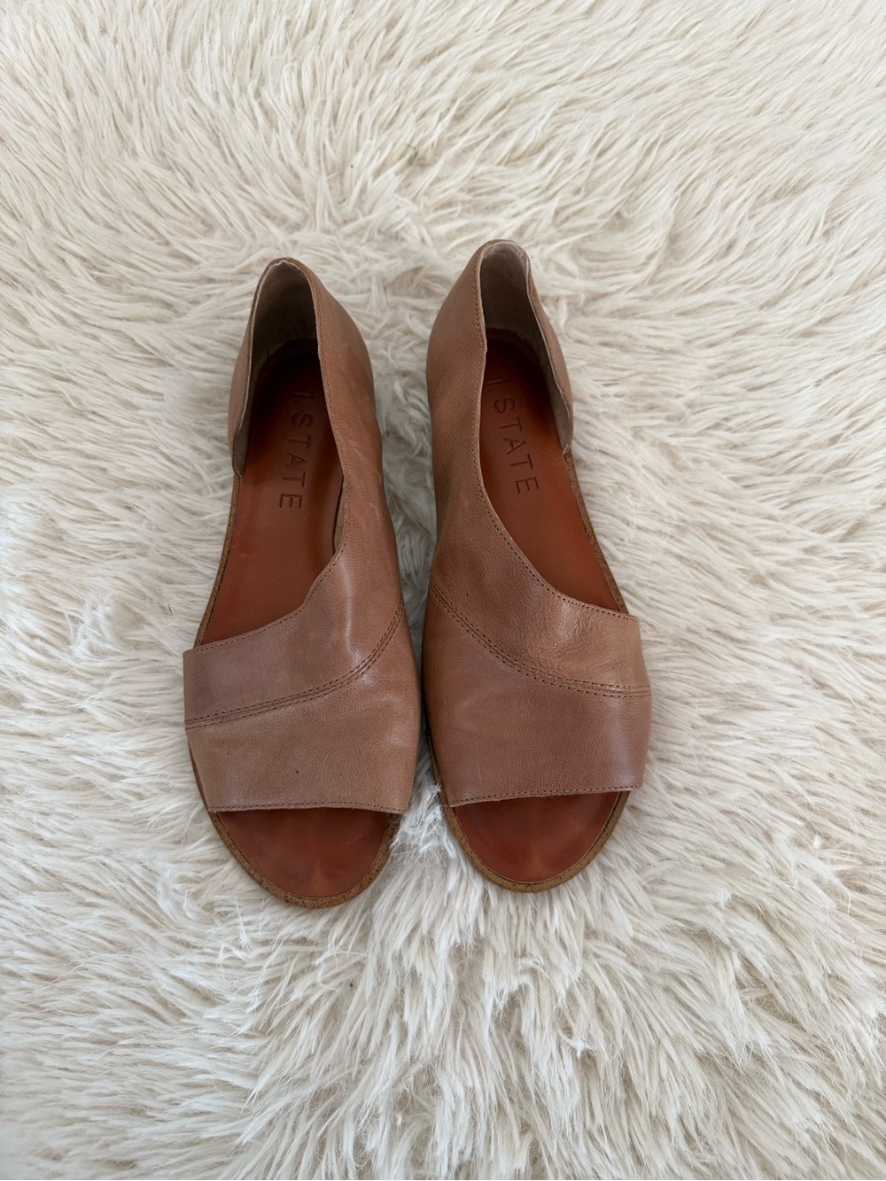 STATE Leather Open-Toe Sandals in Brown